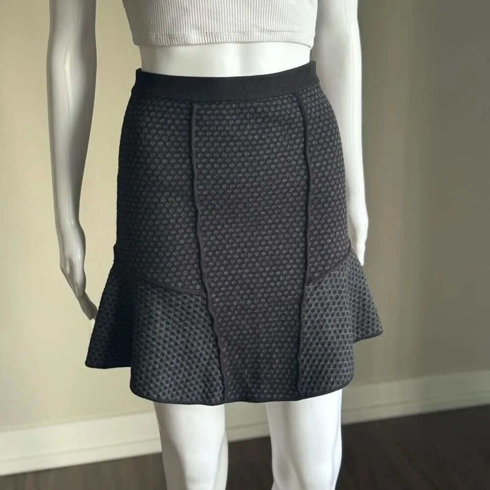 Sandro Paris Jacquard Ruffle Textured Skirt Size 1